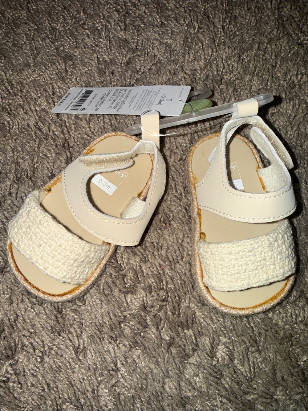 Carter's Cream Baby Sandals with Woven Front